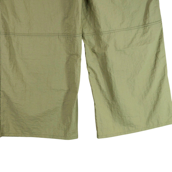 Mod Ref Wide Leg Nylon Pant L Women Olive Green Elastic Waist 31x29.5 Loungewear - Picture 11 of 11